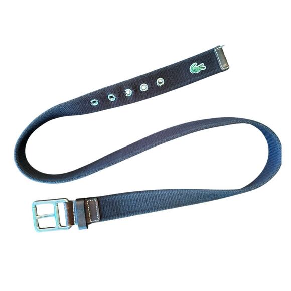 LaCoste Belt Black Fabric with Leather Trim Size 36 waist - Picture 1 of 4